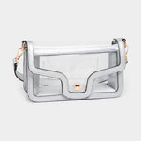 Solid Faux Leather Transparent Rectangle Shoulder Bag
