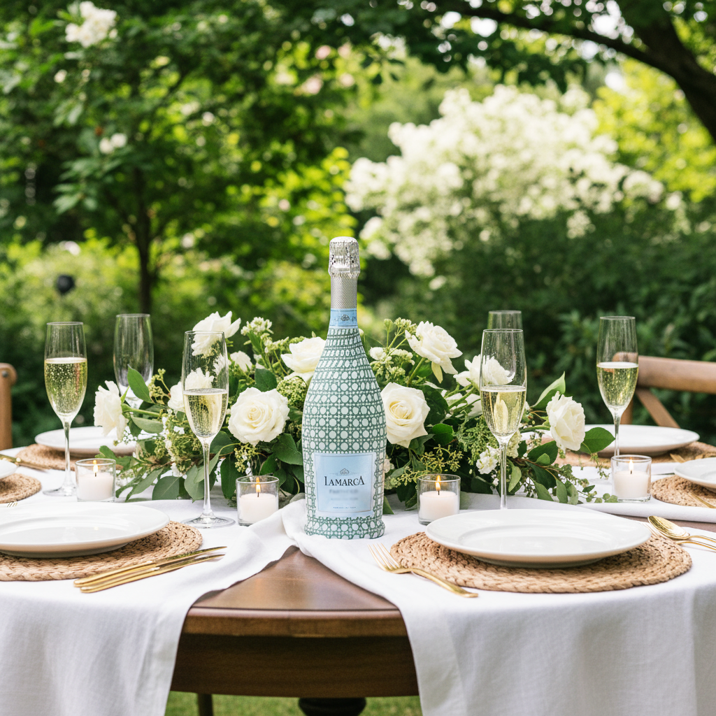 Sage & White Cane Prosecco Bottle Wrap