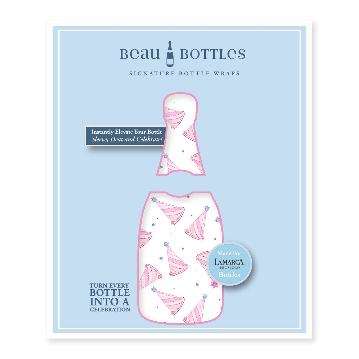 Pastel Birthday Party Hats Prosecco Bottle Wrap