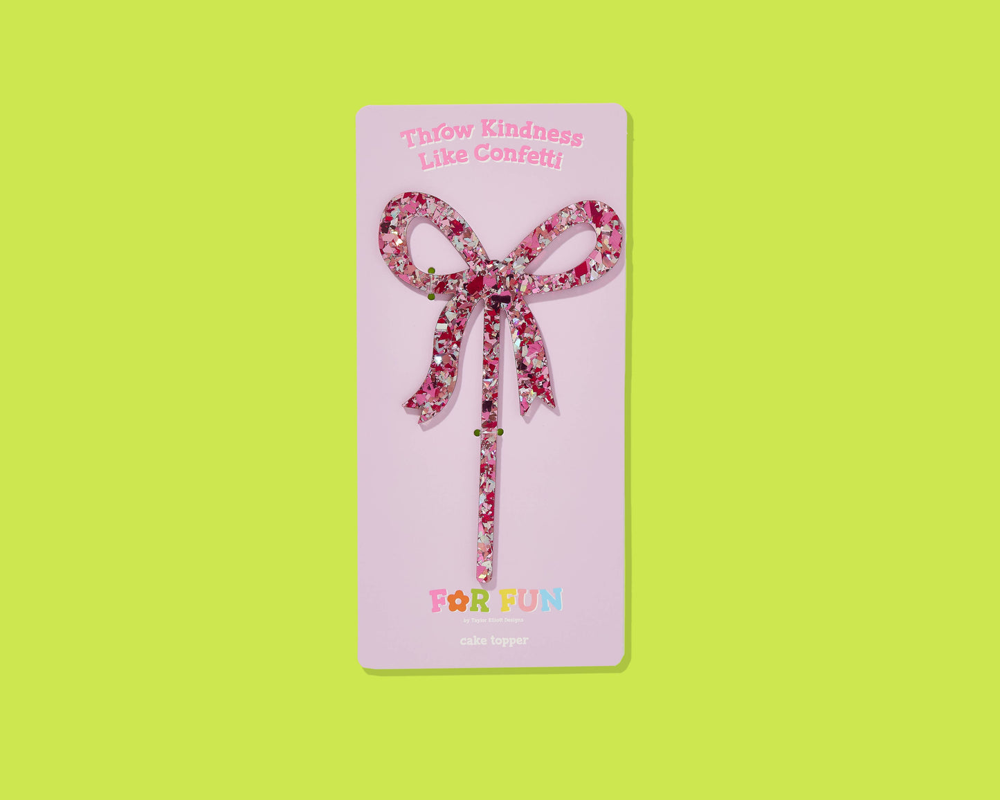 FOR FUN - Cake Topper - Ribbon Bow - Pink Confetti