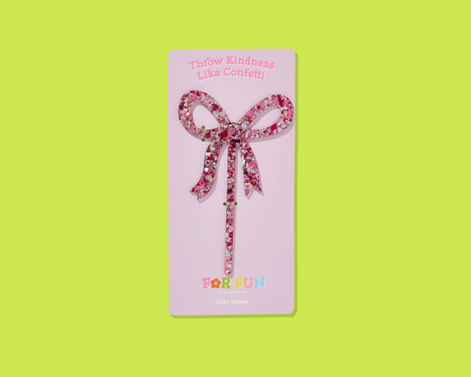 FOR FUN - Cake Topper - Ribbon Bow - Pink Confetti