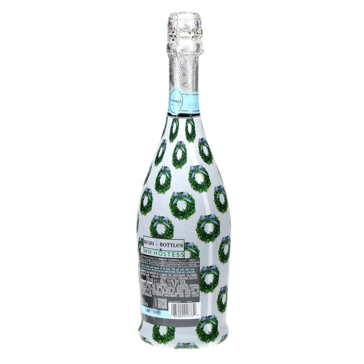 WH Hostess Boxwood Wreaths Prosecco Bottle Wrap
