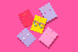 Stud Earrings - X & O w/ Pink + Ruby Red Gems - Matilda