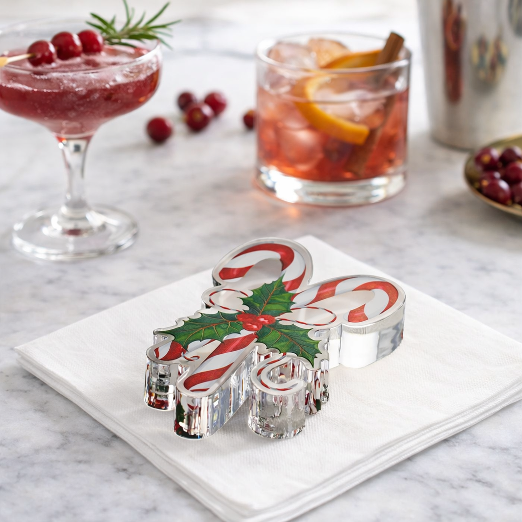 Acrylic Napkin Weight, Candy Cane