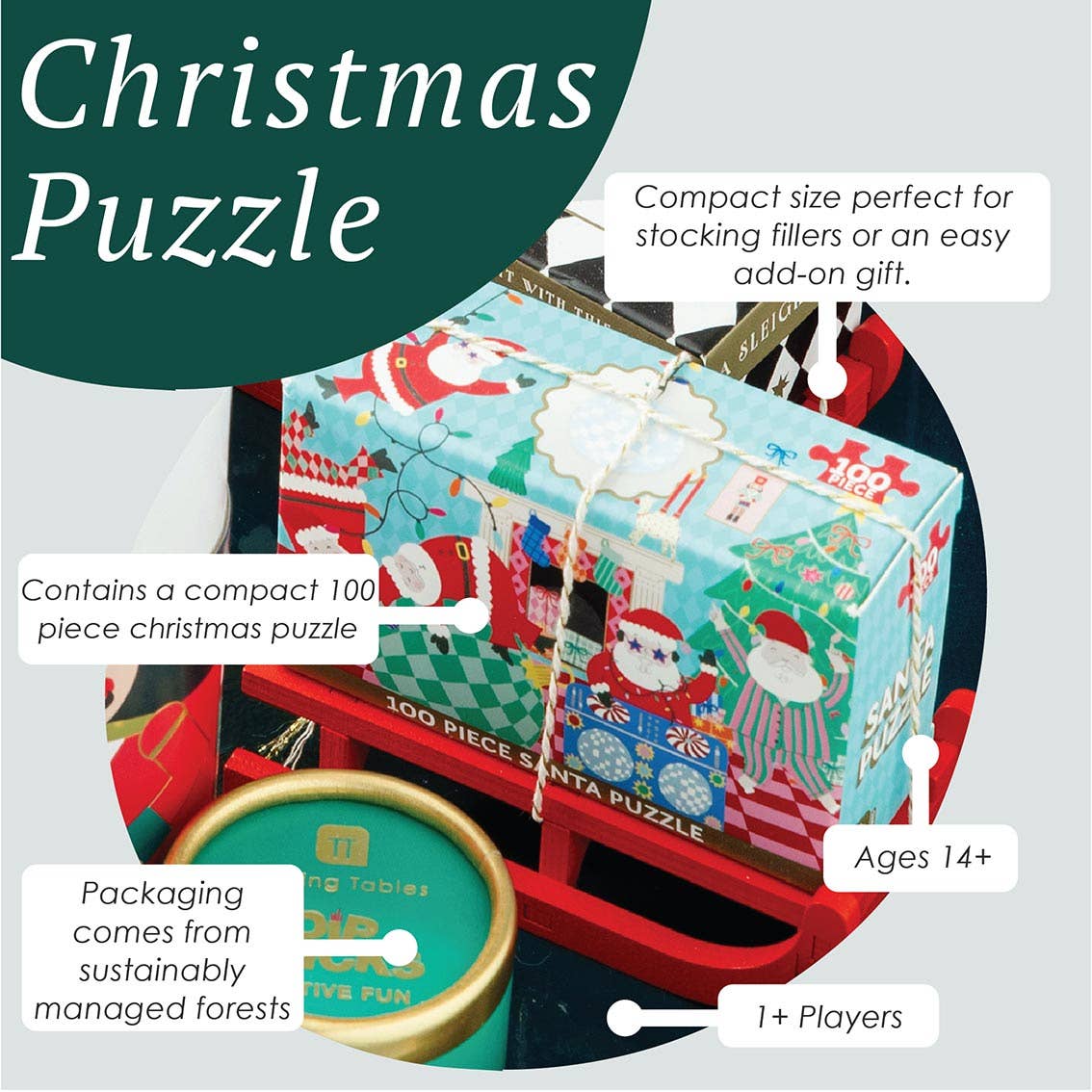 Santa 100 Piece Christmas Puzzle Mini Sleigh | Christmas Gifts |