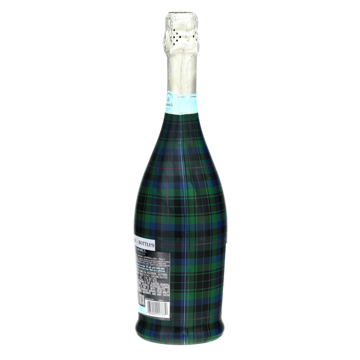 Blue & Green Christmas Tartan Prosecco Bottle Wrap