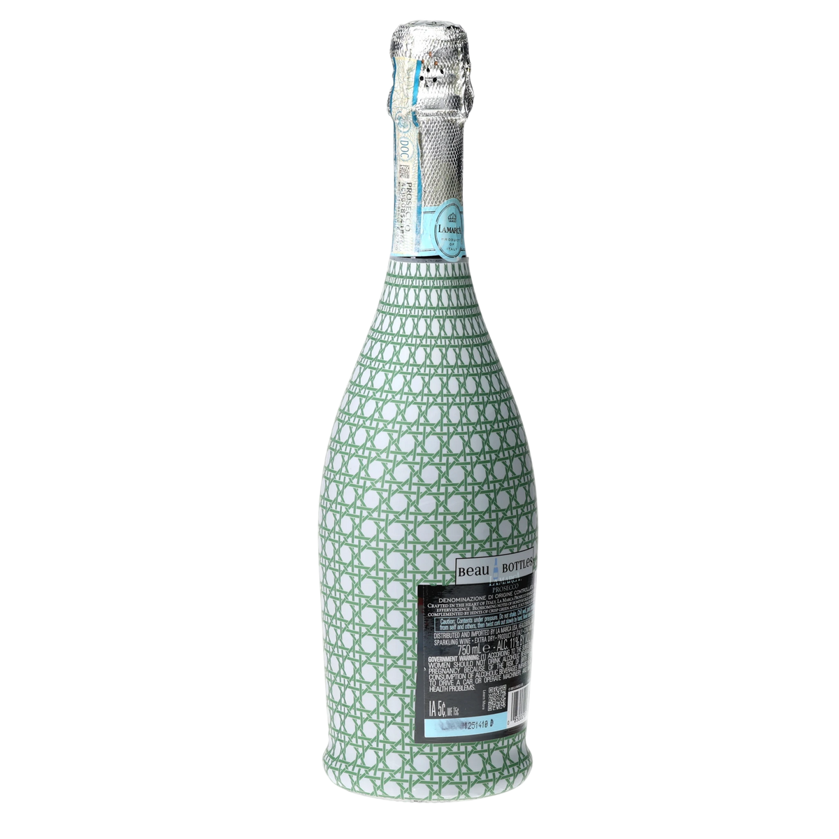 Sage & White Cane Prosecco Bottle Wrap