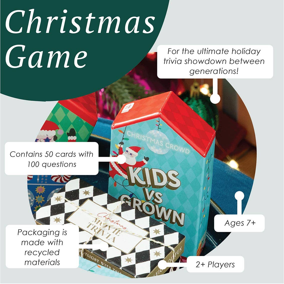Santa Kids vs Grown Ups Family Game - 8 Pack Display | Christmas Game |