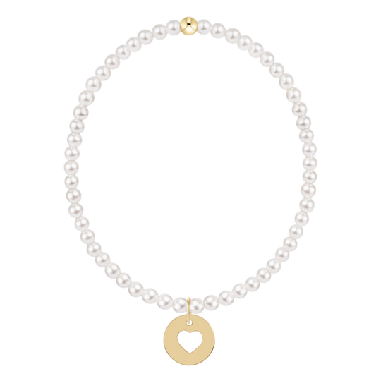 Classic Pearl 3mm Bracelet - Love Gold Disc