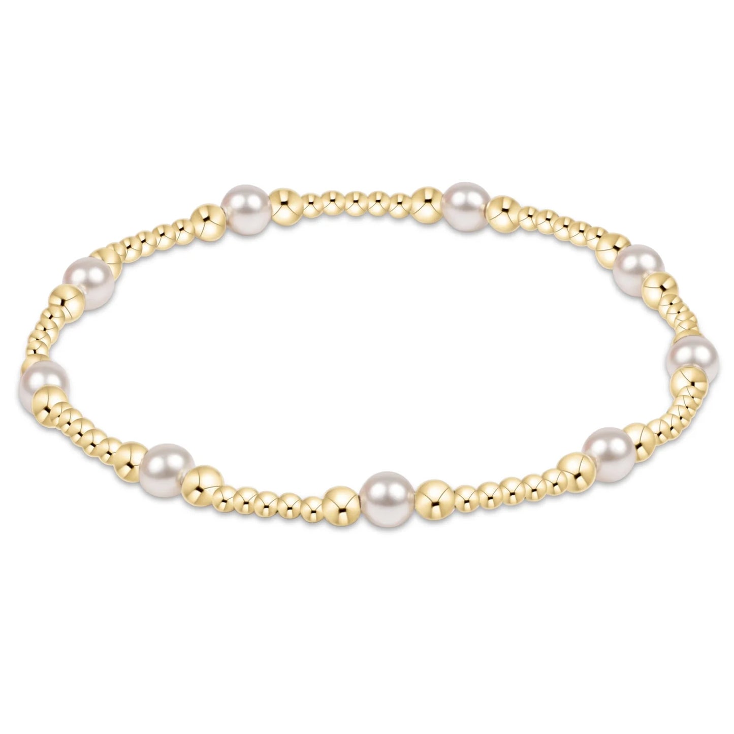 Classic purpose pattern 4mm bead bracelet - Pearl