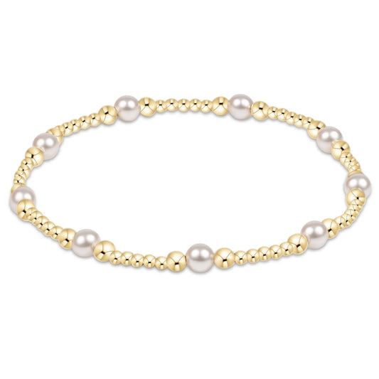 Classic purpose pattern 4mm bead bracelet - Pearl