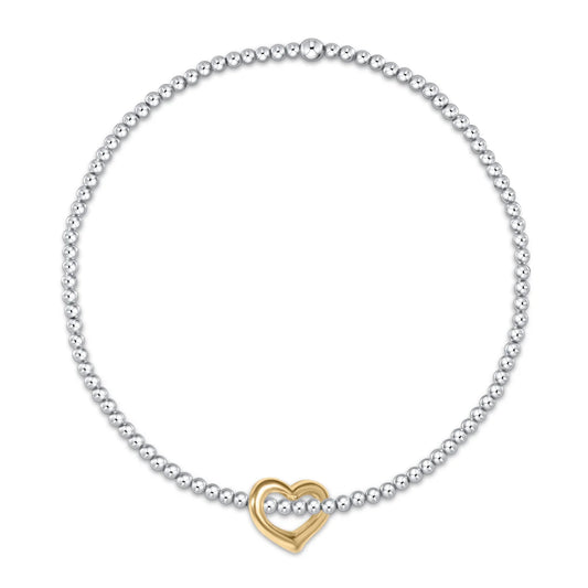 Classic Sterling Mixed Metal 2.5mm Bead Bracelet - Love Gold charm