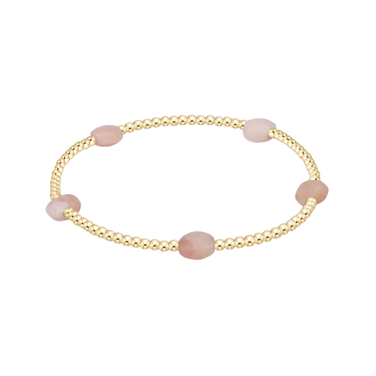 Admire Gem 3mm Gold Bracelet- Pink Opal