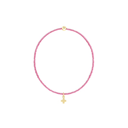 Hope Classic Bubblegum Bracelet - Signature Cross Small Gold Charm