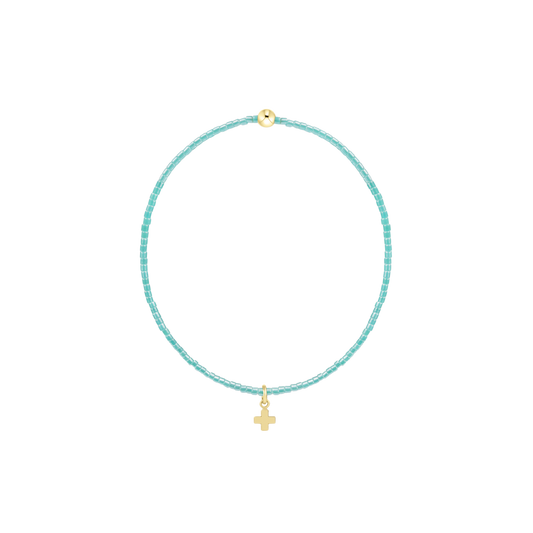 Hope Classic Sea Glass Bracelet - Signature Cross Small Gold Charm