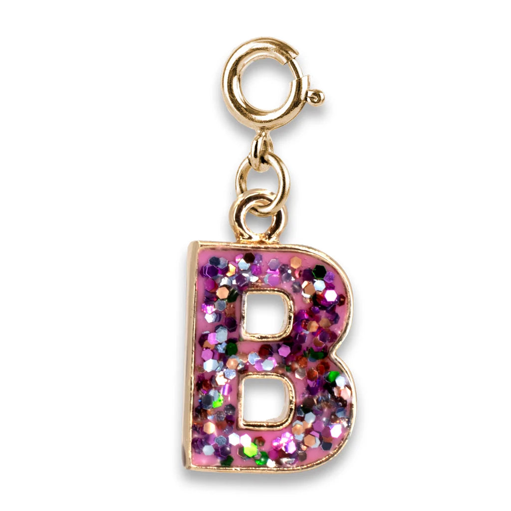 Gold Glitter Initials - B Charm