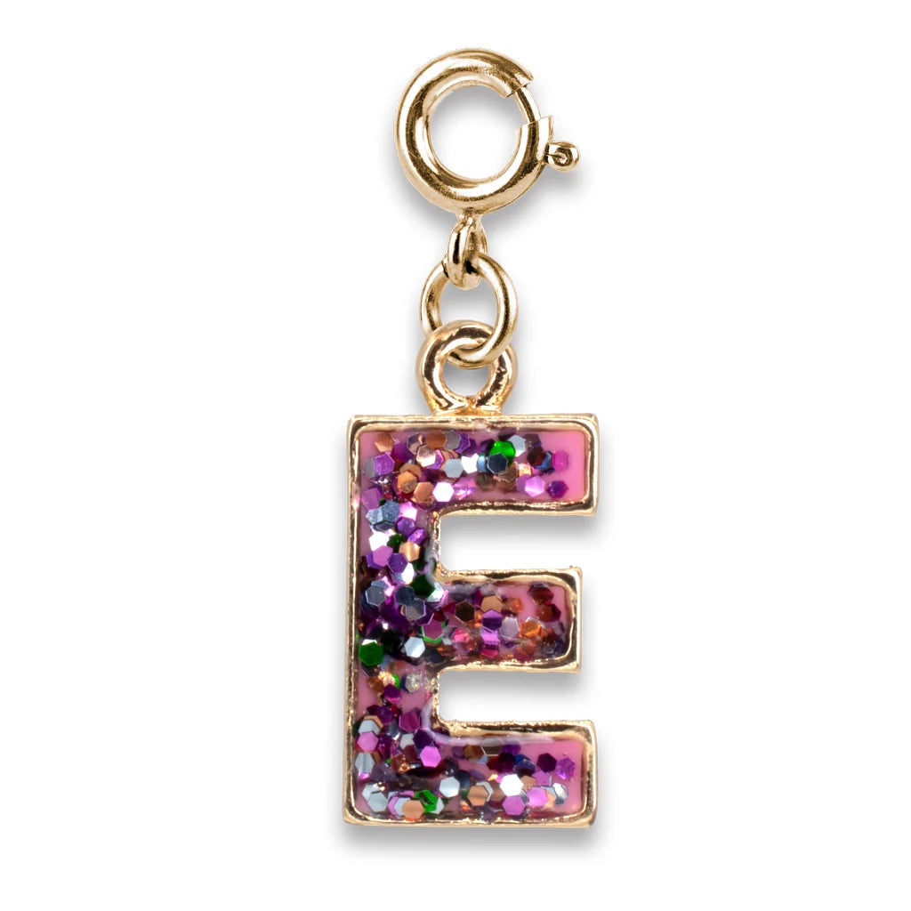 Gold Glitter Initials - E Charm