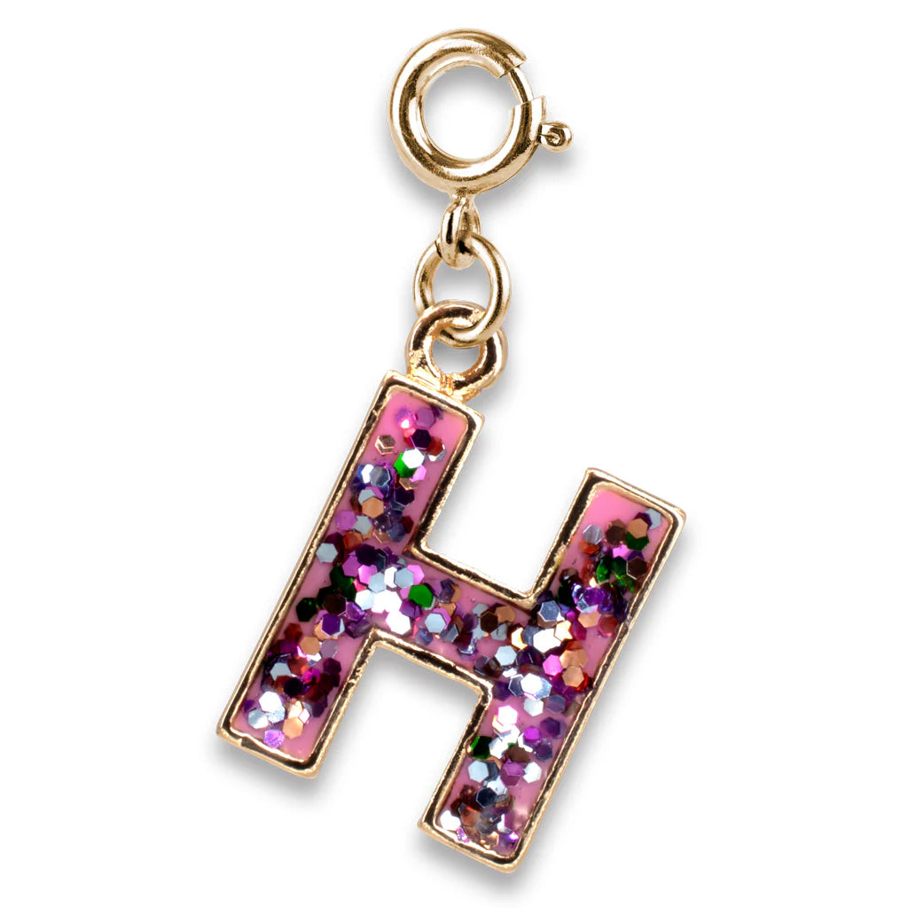 Gold Glitter Initials - H Charm