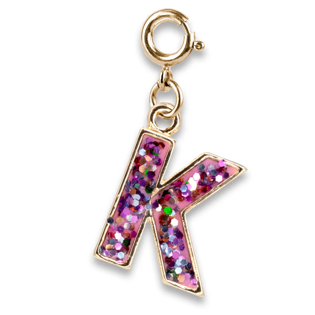 Gold Glitter Initials - K Charm