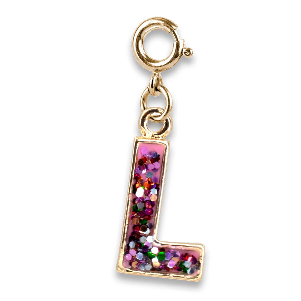 Gold Glitter Initials - L Charm