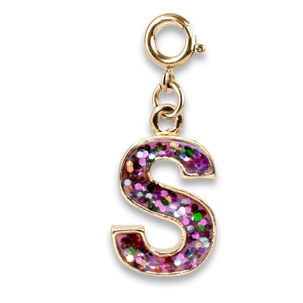 Gold Glitter Initials - S Charm