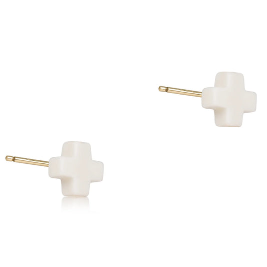 Signature cross small stud - Off-White