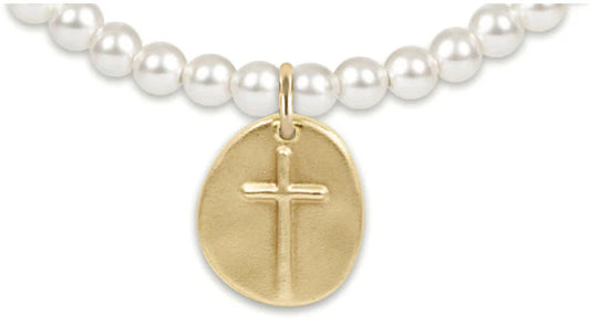 Classic Pearl 4mm bead bracelet - Inspire Gold Charm