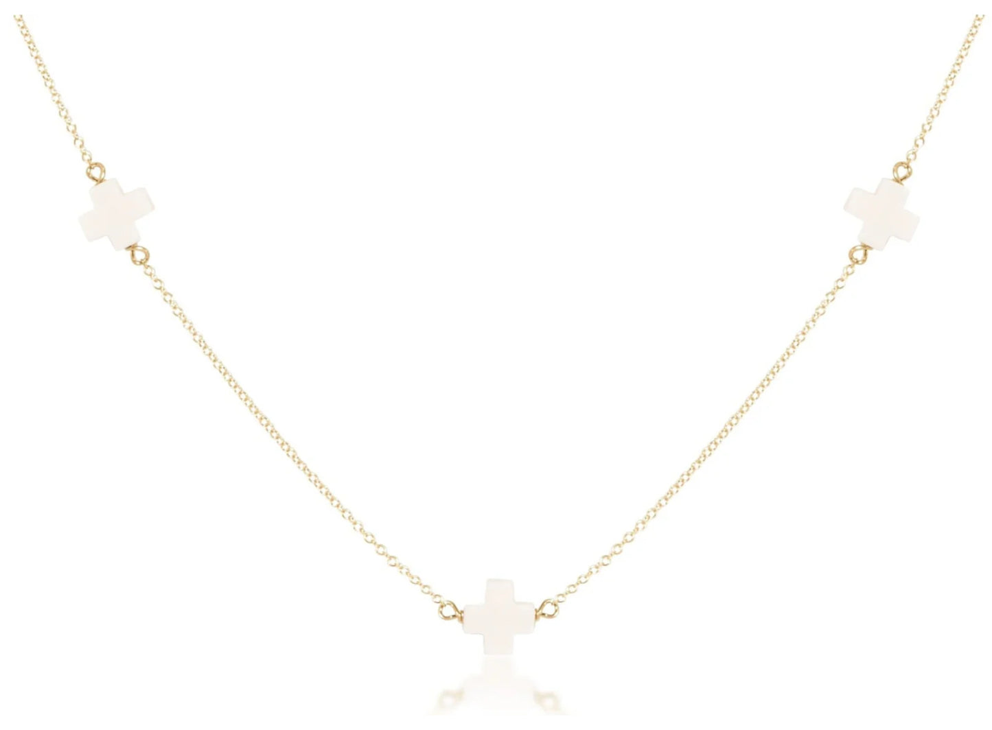 17" Choker Simplicity Chain Gold - Signature Cross  Off White
