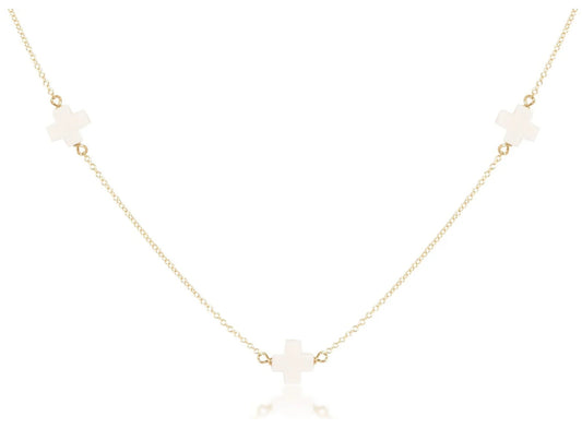 17" Choker Simplicity Chain Gold - Signature Cross  Off White