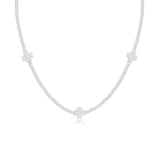 15" Choker SIgnature Cross Sterling Pattern 2mm Bead - Signature Cross Sterling