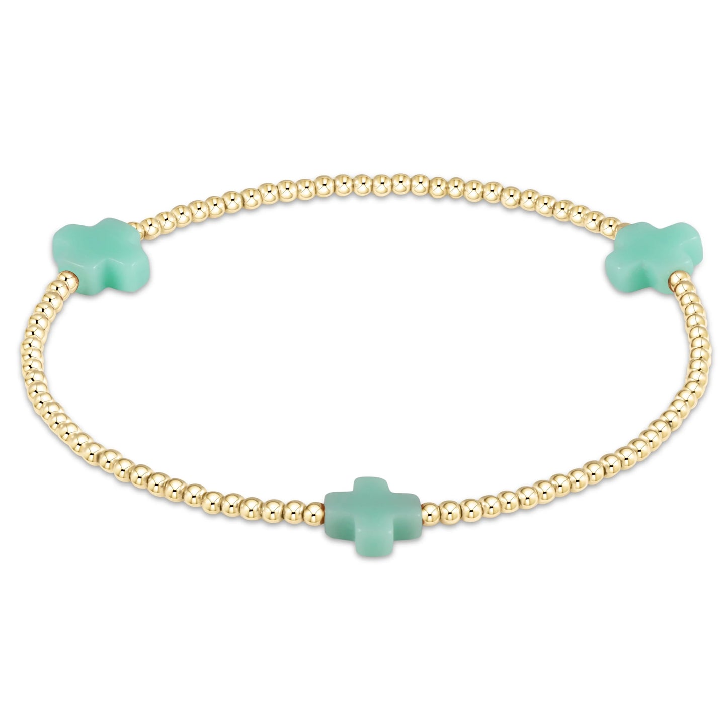 Signature Cross Gold Pattern 2mm Bead Bracelet - multiple colors