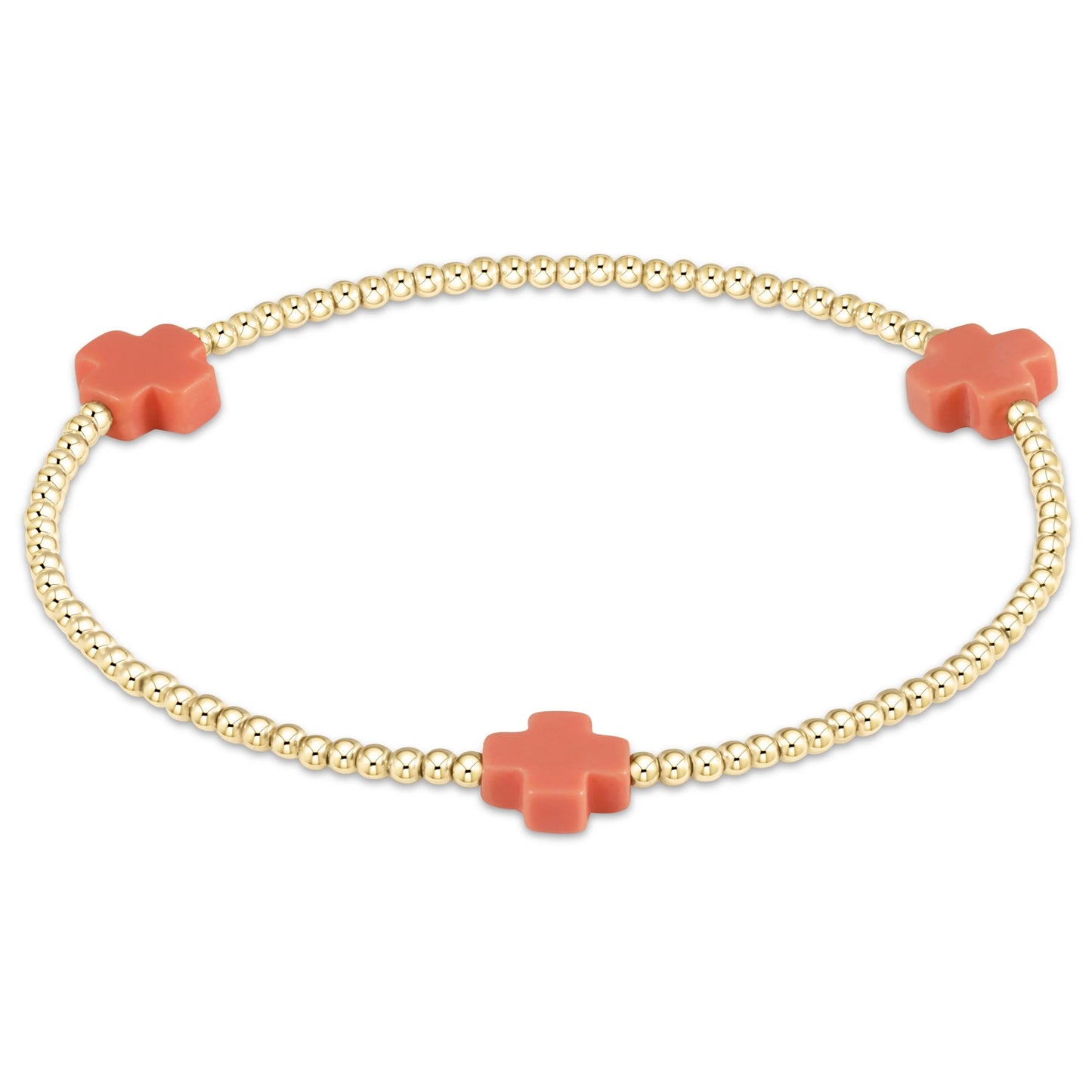 Signature Cross Gold Pattern 2mm Bead Bracelet - multiple colors