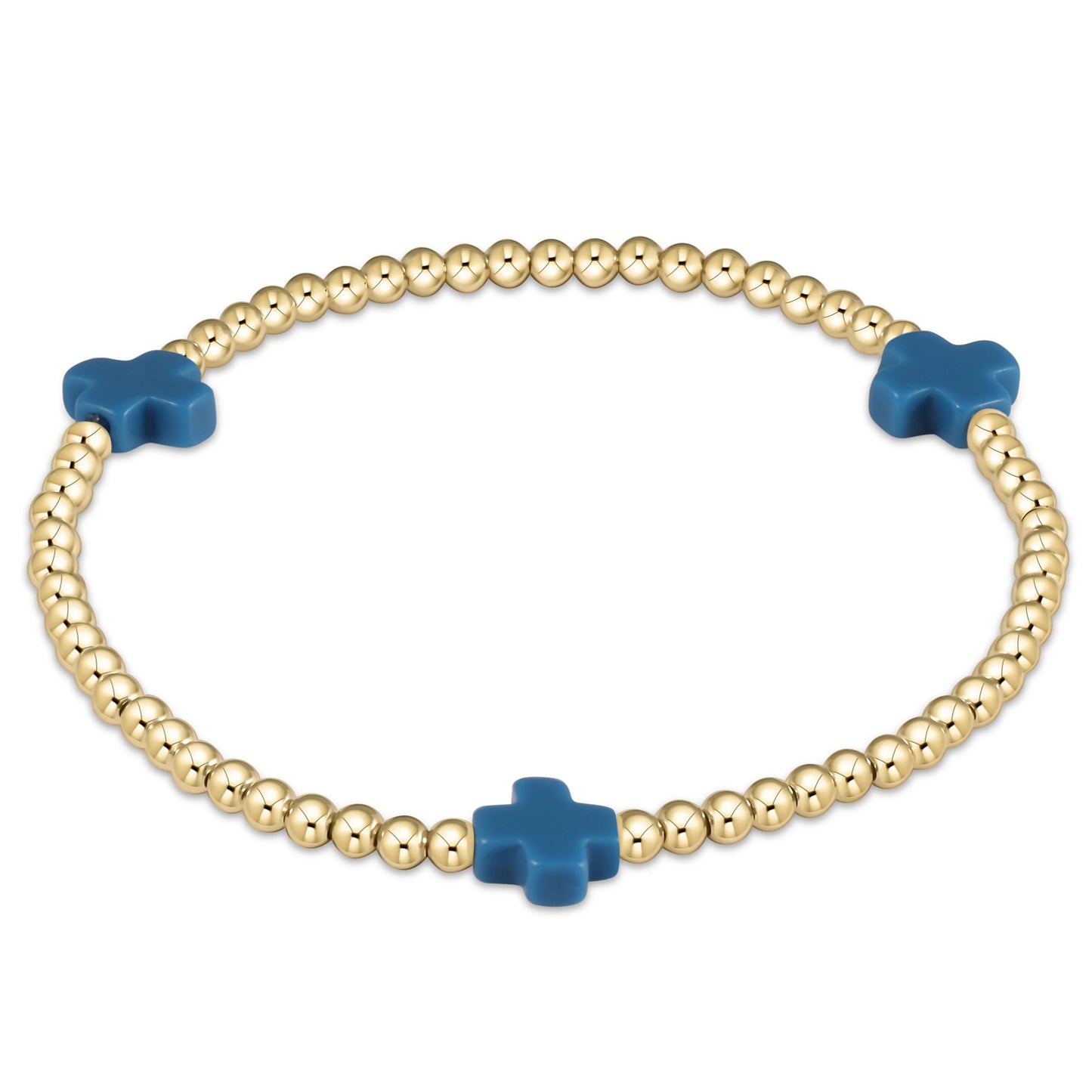 Signature Cross Gold Pattern 3mm Bead Bracelet - multiple colors