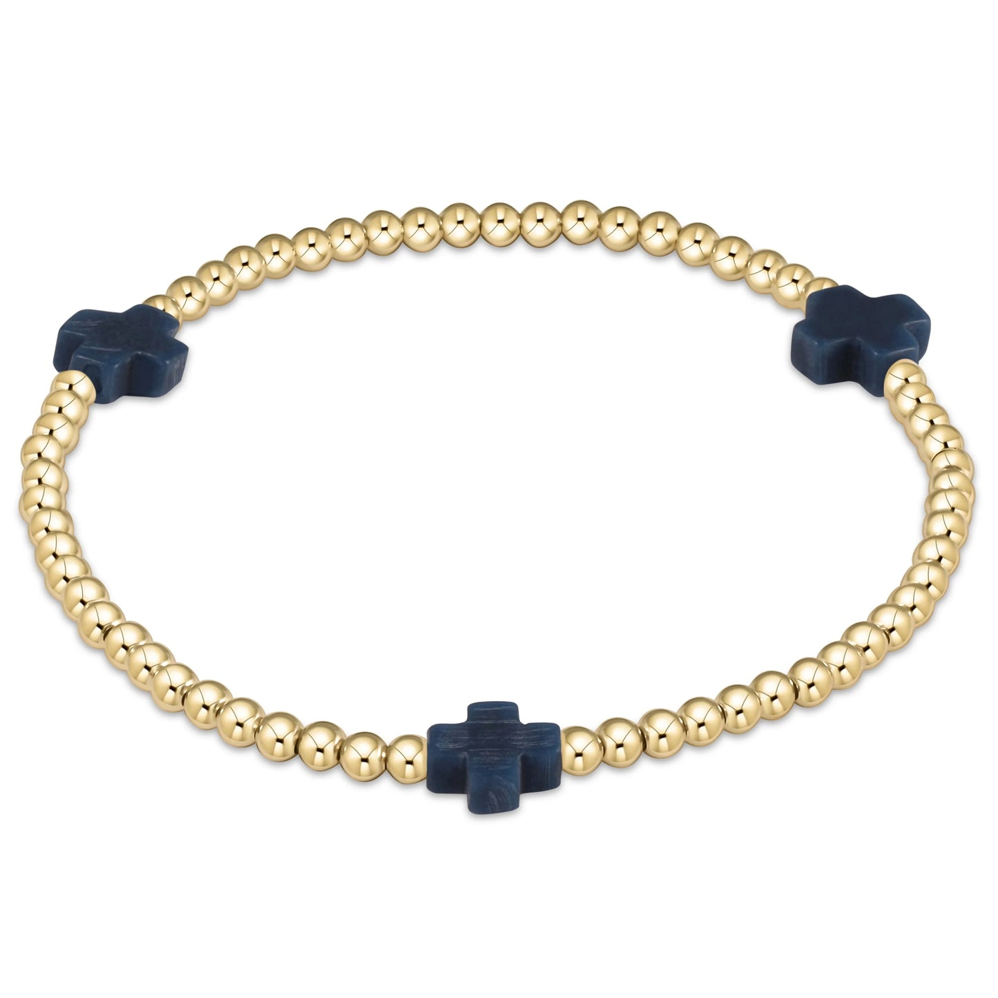 Signature Cross Gold Pattern 3mm Bead Bracelet - multiple colors