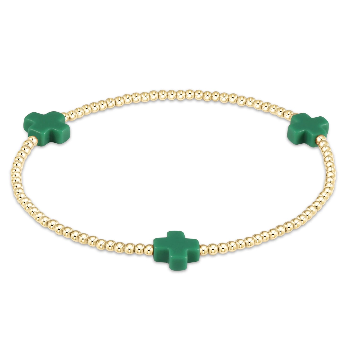 Signature Cross Gold Pattern 2mm Bead Bracelet - multiple colors