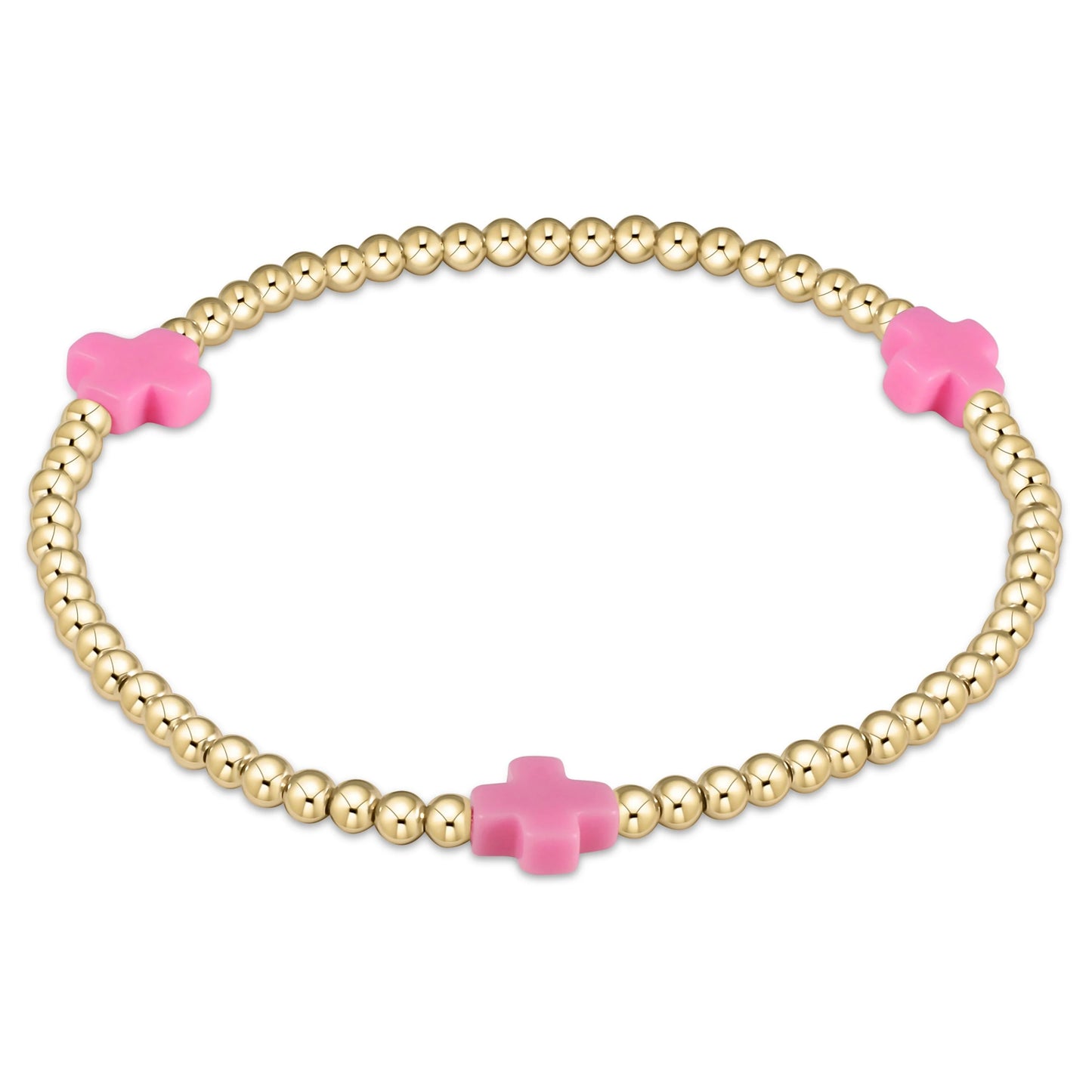 egirl signature cross gold pattern  3mm bracelet - Bright Pink