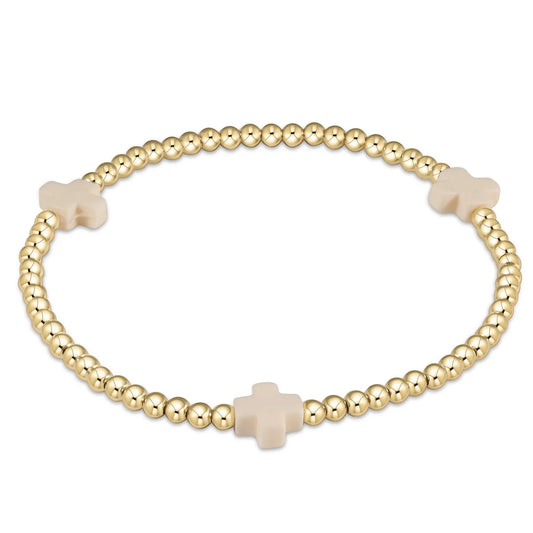 Egirl signature cross gold 3mm bracelet - off white