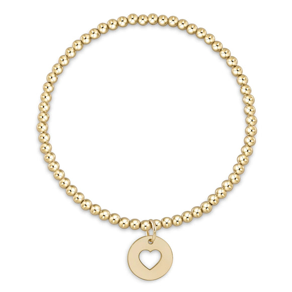 classic gold 3mm bead bracelet- love gold disc