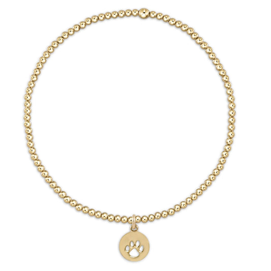 Classic Gold 2mm bead bracelet Paw small charm