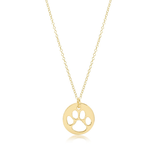 16" necklace gold - Paw print Gold disc