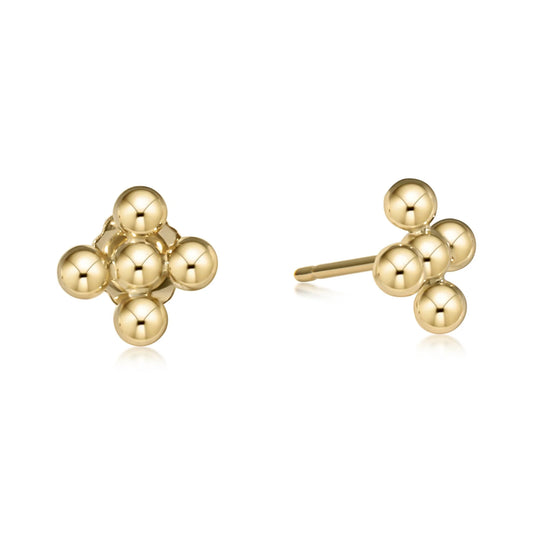 classic beaded Signature cross stud - 3mm bead gold
