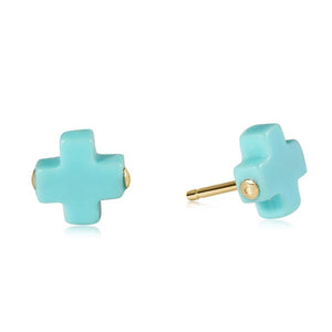 Signature cross stud - turquoise
