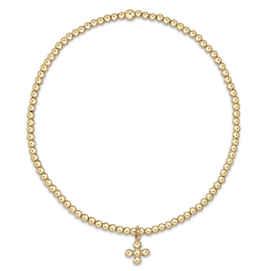 Classic gold 2mm bead bracelet - classic beaded signature cross small gold charm