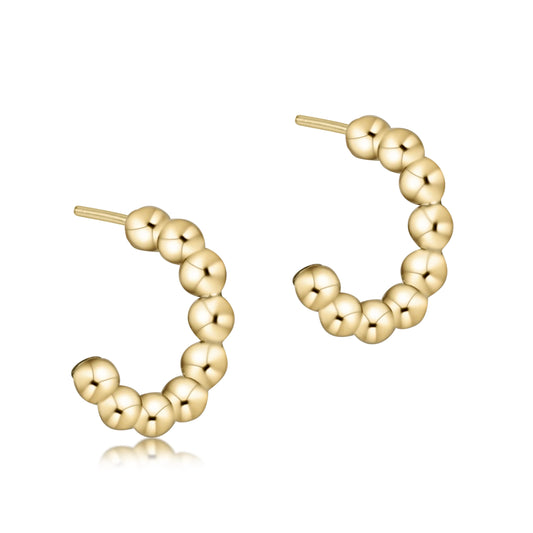Beaded classic 1" post hoop - 4mm - Gold