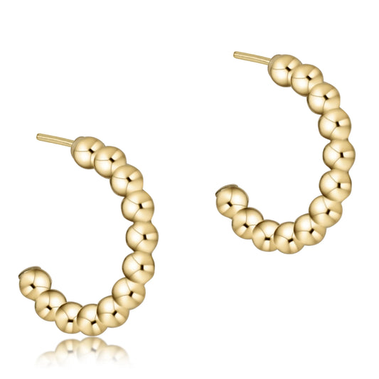 Beaded classic 1" post hoop - 3mm - Gold
