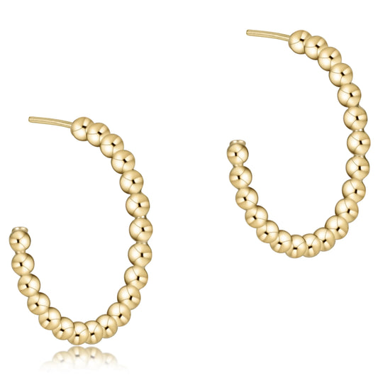 Beaded classic 1.25" post hoop - 4mm - Gold