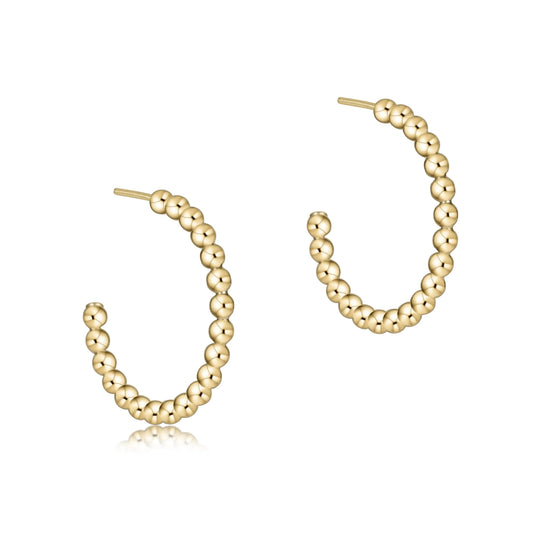Beaded classic 1" post hoop - 2mm - Gold