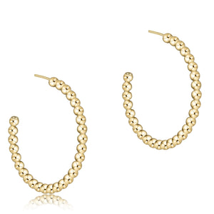 Beaded classic 1.25" Post Hoop - 3mm Gold