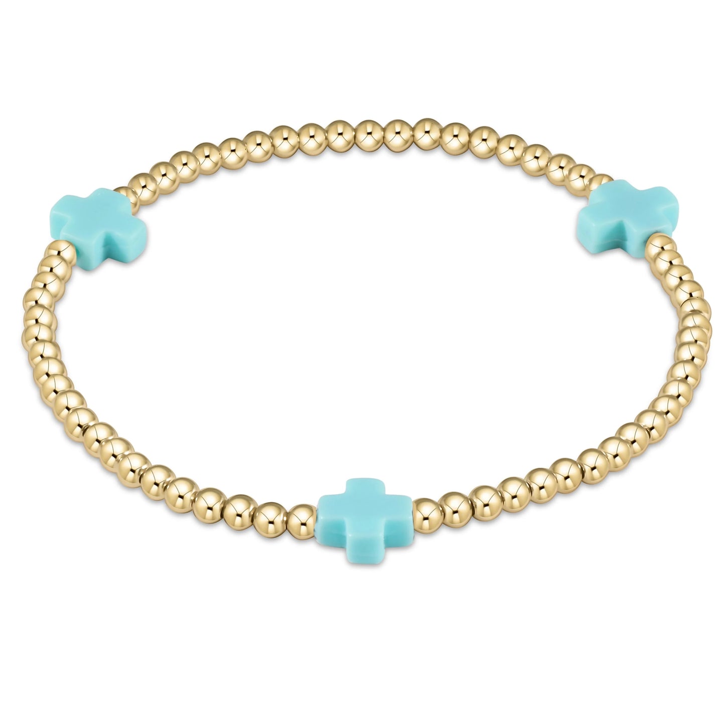 Signature Cross Gold Pattern 3mm Bead Bracelet - multiple colors