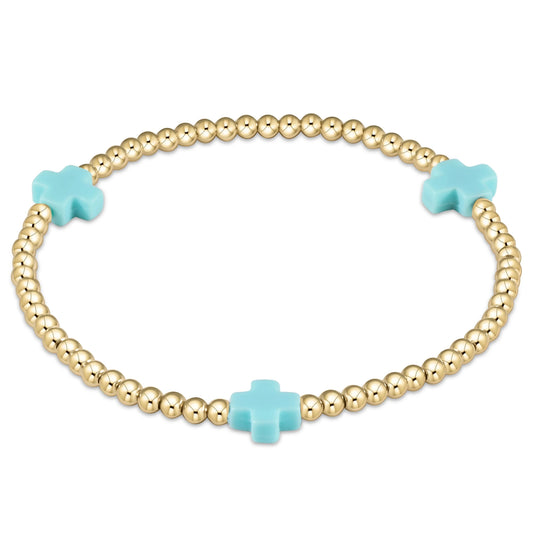 extends signature cross 3mm gold bracelet - Bright Pink